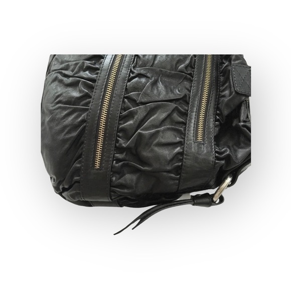 new Maria Bonita Extra ༄ Zip Pockets Leather Travel Bag ༄ Black Metallic Sheen - Picture 6 of 16